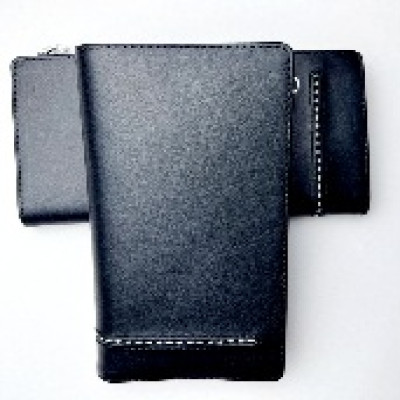 Tri fold long wallet with zipper pockets