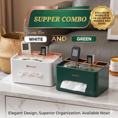 2 pcs Square tissue box combo Gerrn+ white