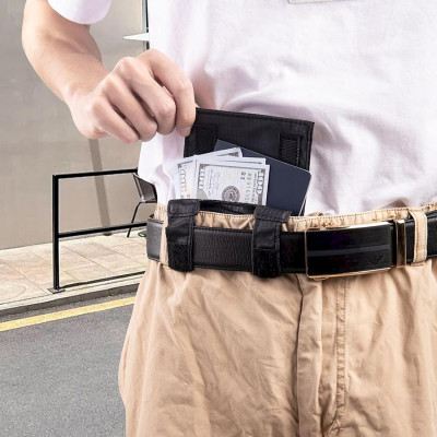 Hidden Wallet Belt for Travel Ultra Slim Belt Wallet - Nylon Carrying Pouch