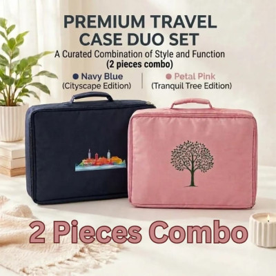 2 Pcs combo Premium Saree Storage Bag (Pink+Navy blue)